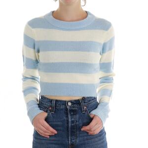 MAGLIA CROP STRIPED AZZURRO